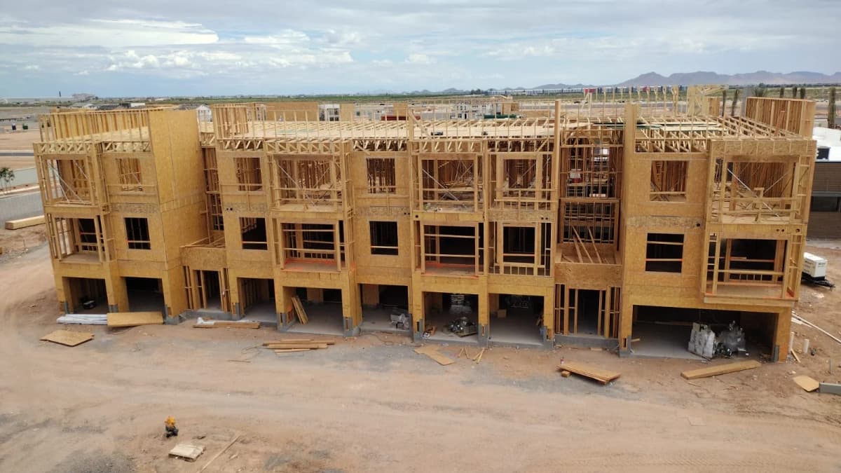 Prefab modular building in progress